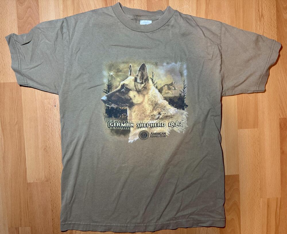 German Shepherd Dog Shirt Mens Medium Brown AKC American Kennel Club Graphic Tee